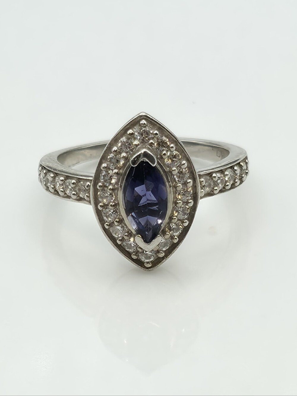NWT Rare Iolite Marquis Halo Ring